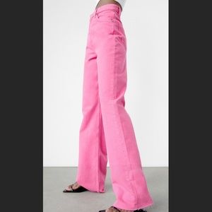 Zara pink wide leg jeans